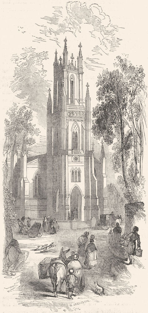 SOMERSET. Bath. St Stephen's Church 1850 old antique vintage print picture